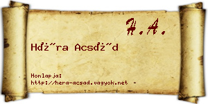 Héra Acsád névjegykártya